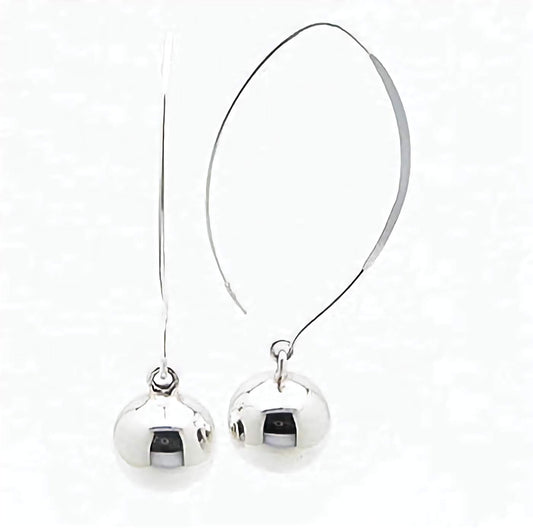 12mm Ball Drops Sterling Silver Shaped Ear Wire Hook Earrings