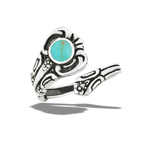 Sterling Silver Spoon Ring With Synthetic Turquoise