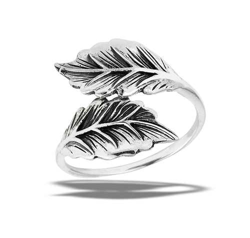 Sterling Silver Adjustable Oak Leaves Wrap Ring