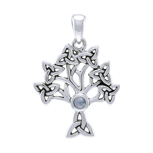 Druidic Tree of Life Pendant - Sterling Silver and Genuine Gemstone