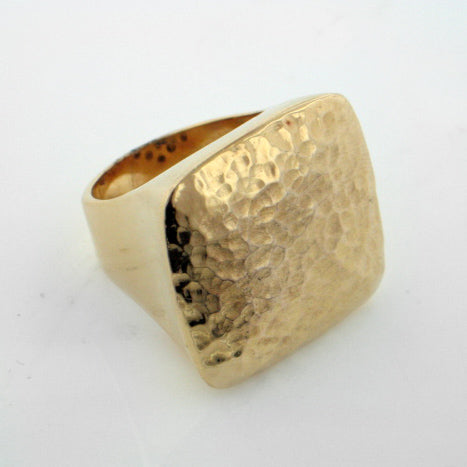 Huge Tech Sterling Silver Bold Hammered Square Ring - Silver Insanity