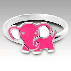 Pink Elephant Childs Sterling Silver Ring - Silver Insanity