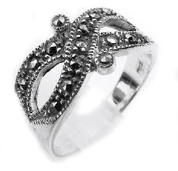 Sterling Silver Marcasite Infinity Band Ring - Silver Insanity