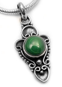 GOTHIC Dark Green Malachite Pendant Sterling Silver - Silver Insanity