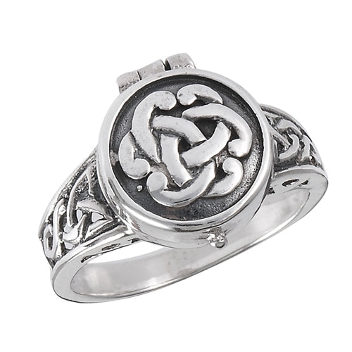 Sterling Silver Celtic Knot Poison Locket Ring - Silver Insanity