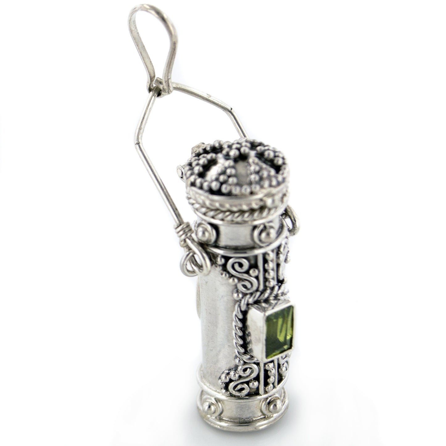 Tall Sterling Silver Moonstone, Amethyst, Garnet, or Peridot Poison Bottle Pillbox Urn Pendant - Silver Insanity