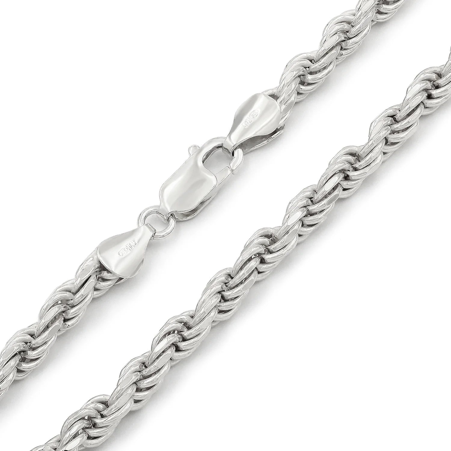 Diamond-Cut Rope Chain, 5mm Thick, Anti-Tarnish Sterling Silver – Silver  Insanity