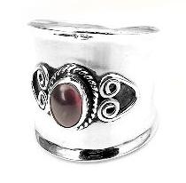 Sterling Silver Garnet Lady Knight Armor Ring - Silver Insanity