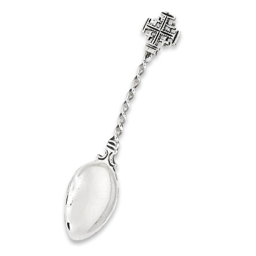 Sterling Silver Fancy Celtic Cross Salt Spoon - Silver Insanity