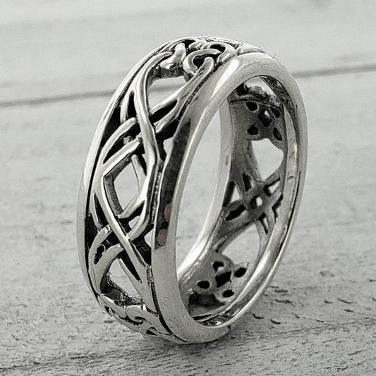 Open Celtic X-Knot Band Ring Sterling Silver