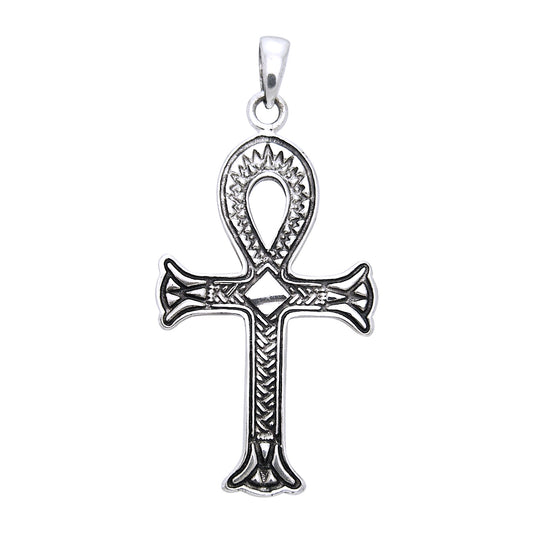 Sterling Silver Vampires Blood Cross ANKH Charm Pendant - Silver Insanity