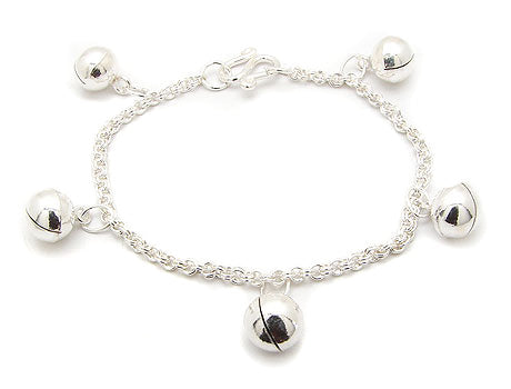 Toddler or Childs Sterling Silver Jingle Bell Chain Bracelet - Silver Insanity