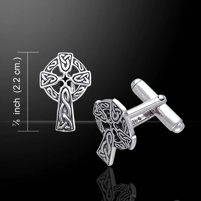 Celtic Knot Sun Cross Cufflinks Sterling Silver Cuff Links - Silver Insanity