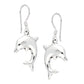 Puffed 3D Sterling Silver Diving Dolphin Hook Earrings - Silver Insanity