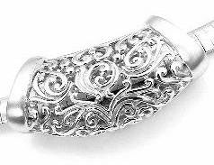 Sterling Silver Intricate Detailed Filigree Long Slide Pendant - Silver Insanity