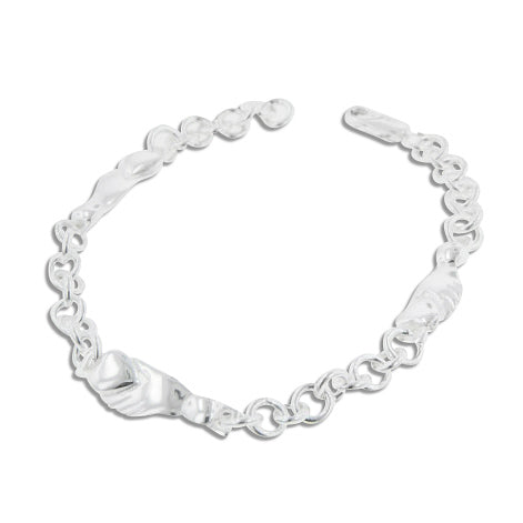 Helping Hands and Caring Hearts Sterling Silver 7.5" Bracelet - Silver Insanity