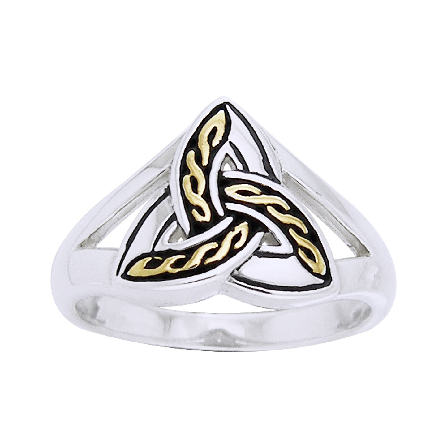 Sterling Silver and Gold Braided Celtic Trinity Ring - Silver Insanity