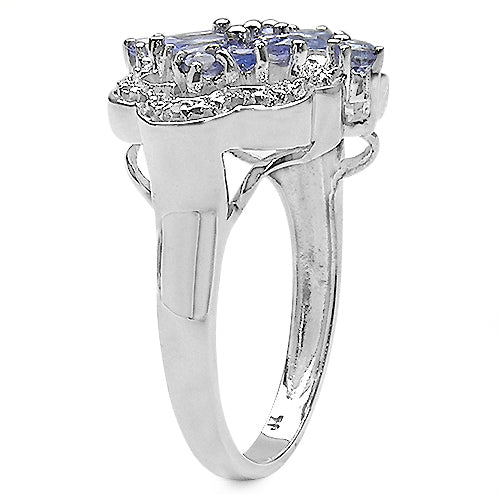 Genuine Tanzanite & White Topaz Sterling Silver Ring Size 7 - Silver Insanity