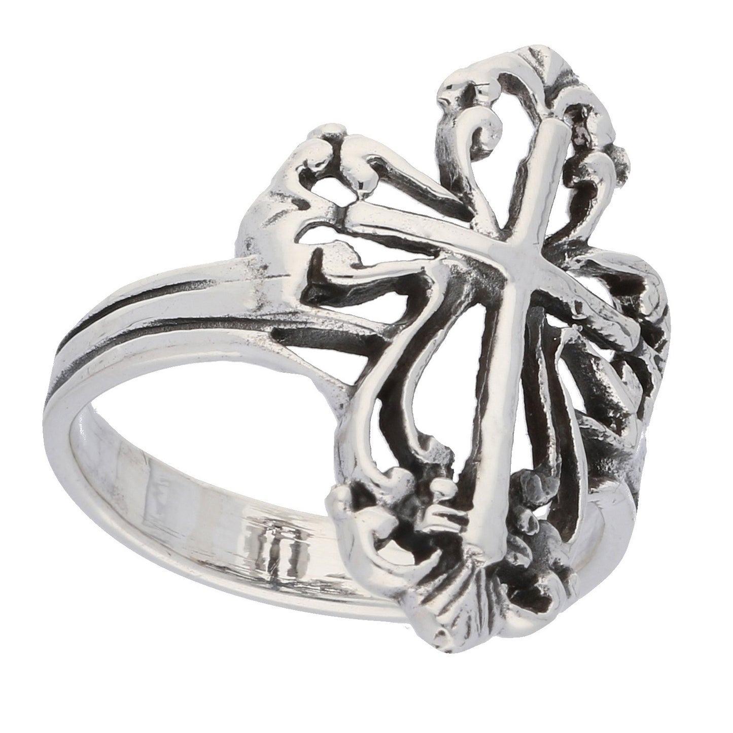 Sterling Silver Victorian Style Open Cross Ring - Silver Insanity