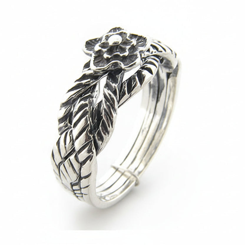Daisy Sterling Silver Flower Puzzle Ring - Silver Insanity