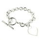 Heavy Sterling Silver Rolo Heart Charm Toggle Bracelet - 7.5" - Silver Insanity