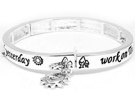 Dream of Tomorrow Silver Tone Stretch Bangle Bracelet - Silver Insanity