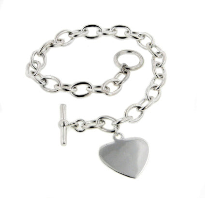 Small Heart Tag Rolo Chain Sterling Silver Bracelet Small Heart Tag Rolo Chain Sterling Silver Bracelet