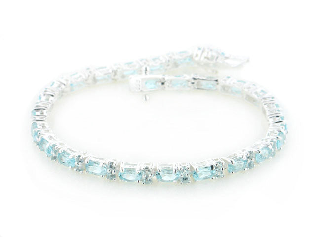 10.5cttw Natural Sky Blue Topaz Tennis Bracelet Sterling Silver 7.5" - Silver Insanity