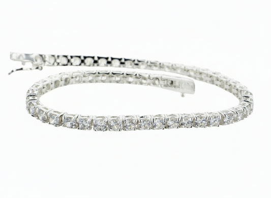 12cttw CZ Sterling Silver White Cubic Zirconia 7" Tennis Bracelet - Silver Insanity