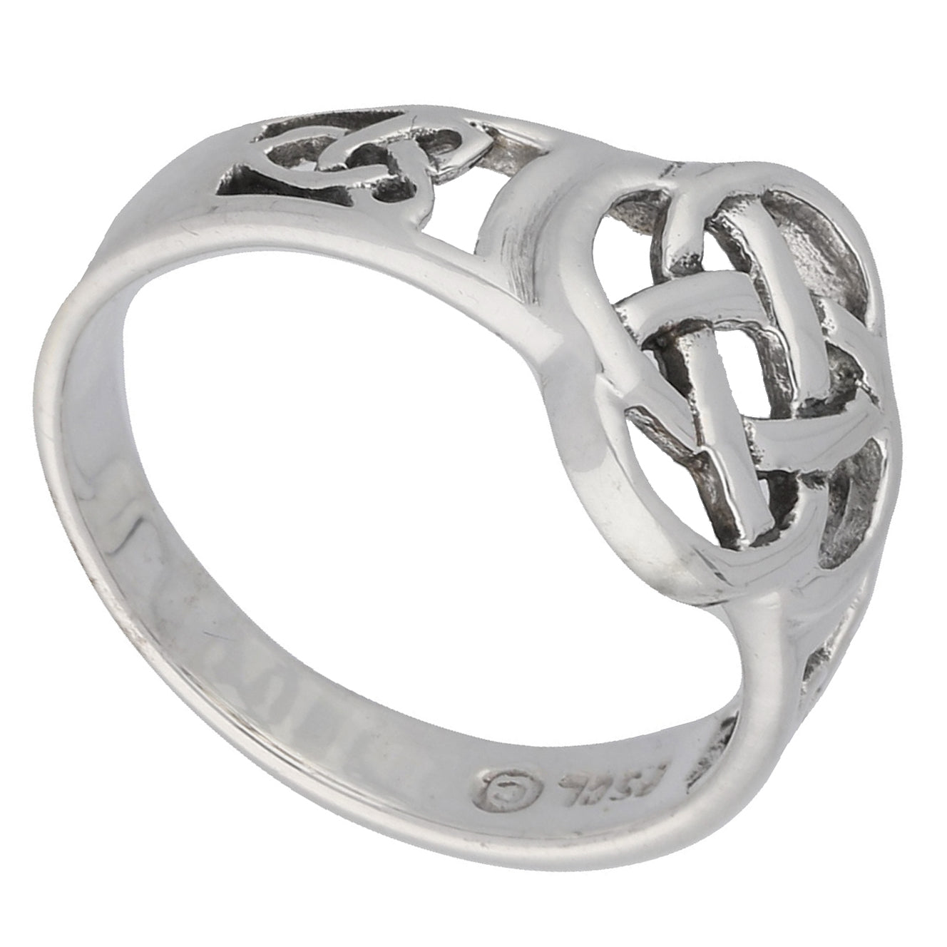 Celtic Triquetra Trinity and Flower Knot Eternity Sterling Silver Ring - Silver Insanity