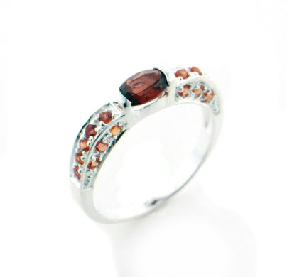 Red Garnet Orange Sapphire Sterling Silver Ring - Silver Insanity