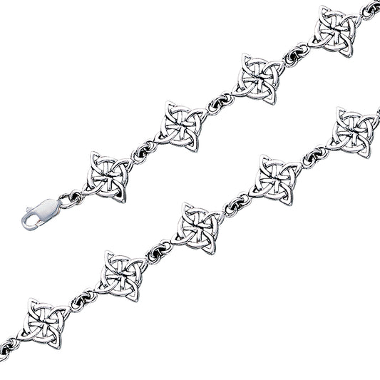 North Star Celtic Knot Sterling Silver Link Bracelet, 7" - Silver Insanity