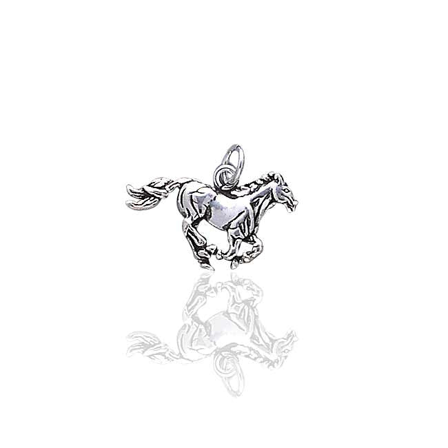 Detailed Sterling Silver Running Horse Charm or Pendant - Silver Insanity