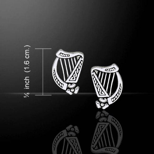 Sterling Silver Braided Irish Celtic Harp Post Earrings - Silver Insanity