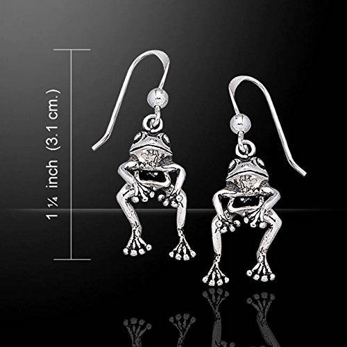 Moveable Detailed Sterling Silver FROG Face and Legs Hook Earrings - Silver Insanity