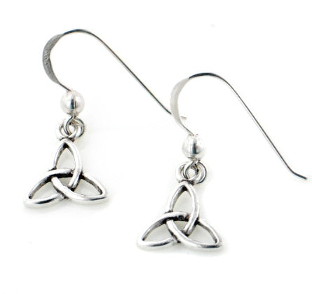 Small Celtic Trinity Knot Symbol Sterling Silver Hook Earrings - Silver Insanity