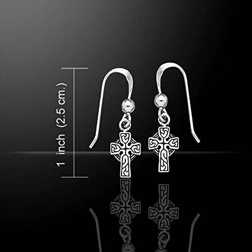 Small Sterling Silver Irish Celtic Knot Cross Hook Earrings - Silver Insanity