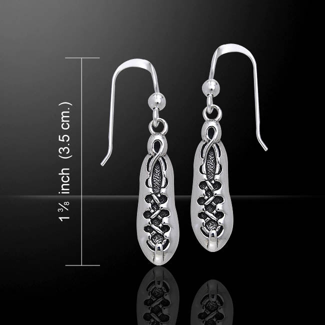 Ghillies Irish Dancing Soft Shoes Sterling Silver Hook Earrings - Silver Insanity