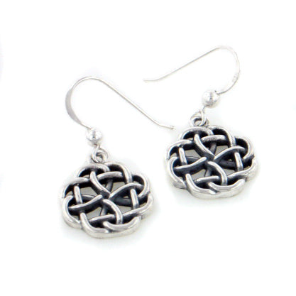 Celtic Knot Flower Dangle Sterling Silver Hook Earrings, Small and Sturdy - Silver Insanity