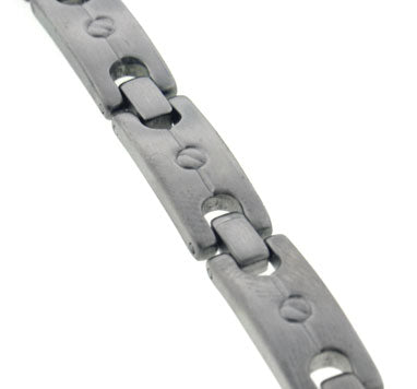 Flat Head Screw Link Titanium Metal Link Bracelet Jewelry, 7.5" Long - Silver Insanity