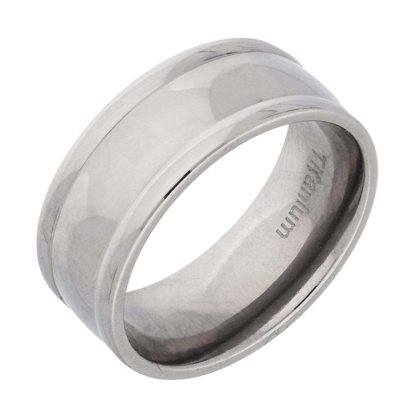 7mm Wide Mens Solid Titanium Classic Wedding Band Ring - Silver Insanity