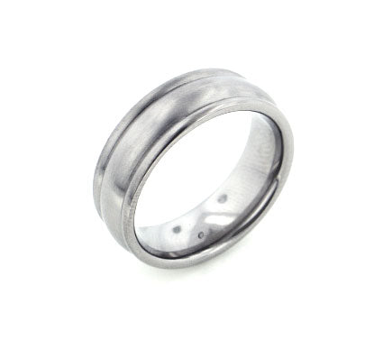 7mm Wide Mens Solid Titanium Classic Wedding Band Ring - Silver Insanity