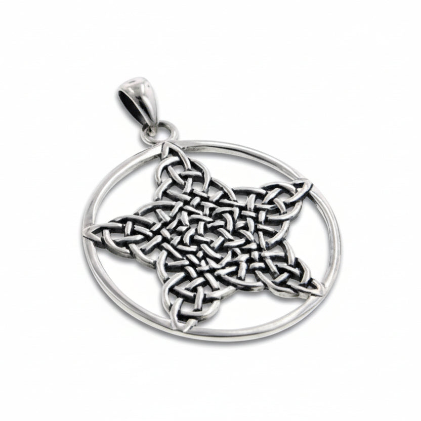 Celtic Knot Star Pentacle Pendant with 18" Necklace - Silver Insanity