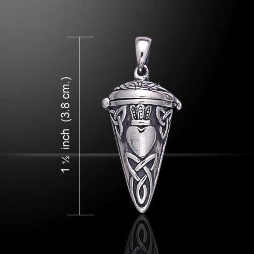 Celtic Knot Heart Sterling Silver Pendulum Box Necklace - Silver Insanity