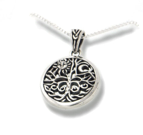 Celtic Tree of Life Art Sterling Silver Pendant & Chain 18" Necklace - Silver Insanity