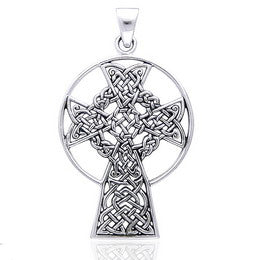 St. Andrew's Sterling Silver Celtic Knot High Cross Pendant Necklace - Silver Insanity