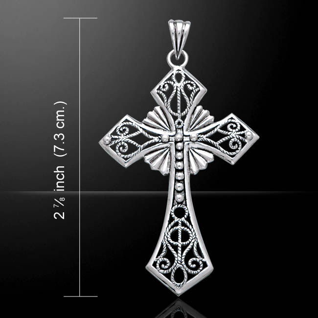 Large 3" Sterling Silver Celtic Cross Pendant Necklace - Silver Insanity