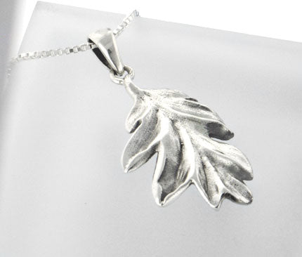 Secrets of the Wood Sterling Silver Oak Leaf Pendant with 18" Box Chain Necklace - Silver Insanity