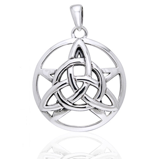 Druids Amulet - Triquetra Knot and Pentacle Sterling Silver Pendant - Silver Insanity