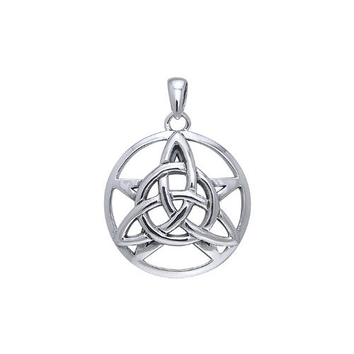 Druids Amulet - Triquetra Knot and Pentacle Sterling Silver Pendant - Silver Insanity